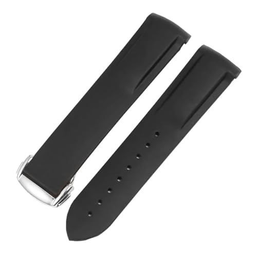 BGFFDSZ Wasserdichtes Gummiarmband, geeignet for Hamilton Khaki Navy Frogman H77605135, gebogenes Silikonarmband mit Faltschließe(Black B,20mm) von BGFFDSZ