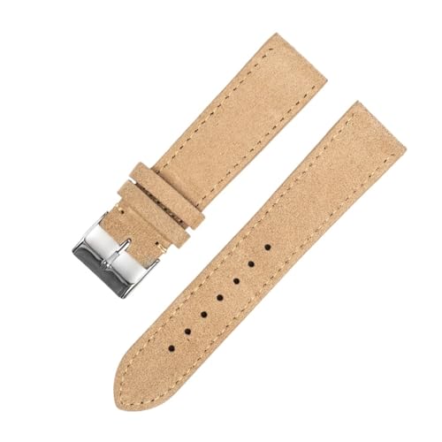 BGFFDSZ Wildleder-Uhrenarmband 18 mm 20 mm 22 mm Braun Blau Schwarz Uhrenarmband Edelstahlschnalle Herren Damen Uhrenzubehör(Beige,20mm) von BGFFDSZ