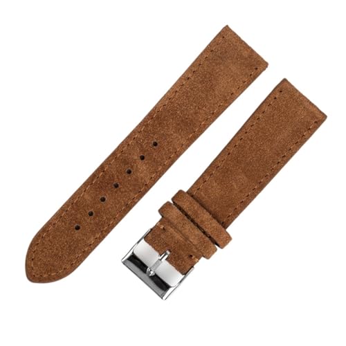 BGFFDSZ Wildleder-Uhrenarmband 18 mm 20 mm 22 mm Braun Blau Schwarz Uhrenarmband Edelstahlschnalle Herren Damen Uhrenzubehör(Brown,18mm) von BGFFDSZ