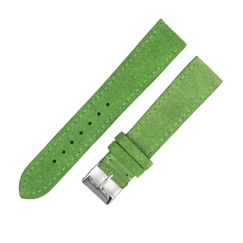 BGFFDSZ Wildleder-Uhrenarmband 18 mm 20 mm 22 mm Braun Blau Schwarz Uhrenarmband Edelstahlschnalle Herren Damen Uhrenzubehör(Green,20mm) von BGFFDSZ