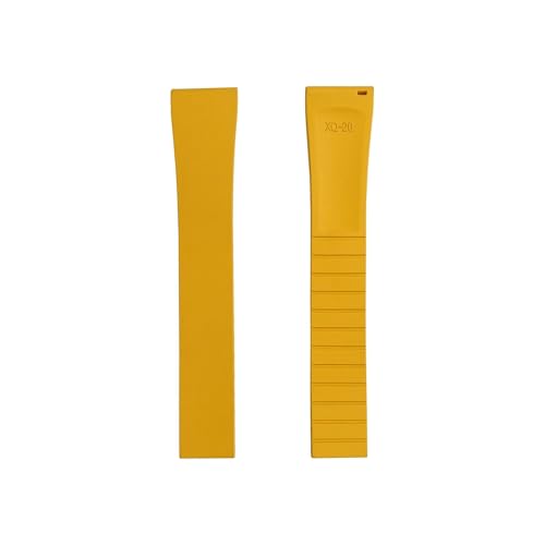 BGFFDSZ Zuschneidbares Fluorkautschuk-Uhrenarmband, modisches, schnell lösbares, flaches Ende, universelles Gummi-Uhrenarmband(Yellow,22MM_DOUBLE TURTLE BUCKLE) von BGFFDSZ