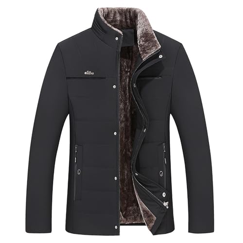 BGFIPAJG Anorak Mit Kapuze üBergang Sweatjacke Herren-Daunenjacke, lässig, verdickte Baumwolle, gepolsterte Jacke, modischer Trend, warme Winterjacke Mantel Herren Wolle (V1-Black, XL) von BGFIPAJG