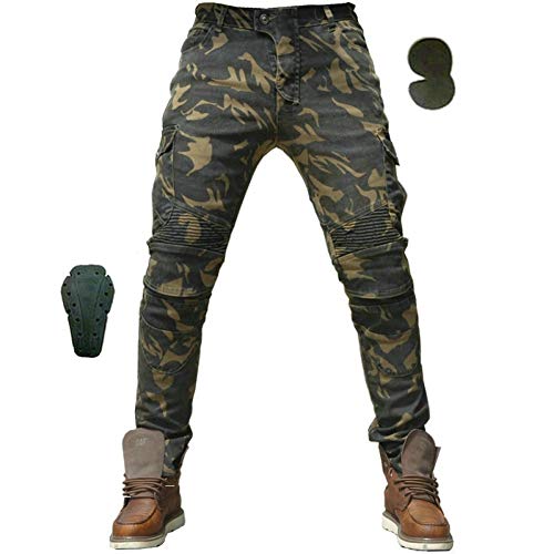 Motorradhose Camouflage Jeans Freizeit Motorrad Motorrad Herren Offroad Outdoor Hose Mit Schutzausrüstung Knieschützer Biker Jeans Bequem von BGGYF