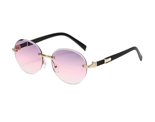 BGMCSFerG Ovale Vintage-Sonnenbrille, randlos, für Damen, UV400, Retro-Sonnenbrille, Metall, rahmenlos, Uni, Braun, Blau, Grau-rosa Gläser, Medium BGMCSFerG Ovale Vintage-Sonnenbrille, randlos, für Damen, UV400, Retro-Sonnenbrille, Metall, rahmenlos, Uni, Braun, Blau, Grau-rosa Gläser, Medium von BGMCSFerG