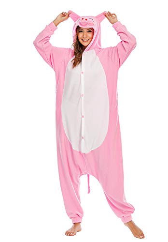 BGOKTA Onesie Pyjama Schwein Costume Cosplay Unisex-Erwachsene Herbst und Winter Tier Pyjama,LTY53,XL von BGOKTA