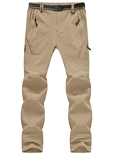 BGOWATU Herren Outdoorhose Wanderhose schnell trocknend leicht wasserabweisend Angelhose mit Reißverschlusstaschen, khaki, XX-Large von BGOWATU