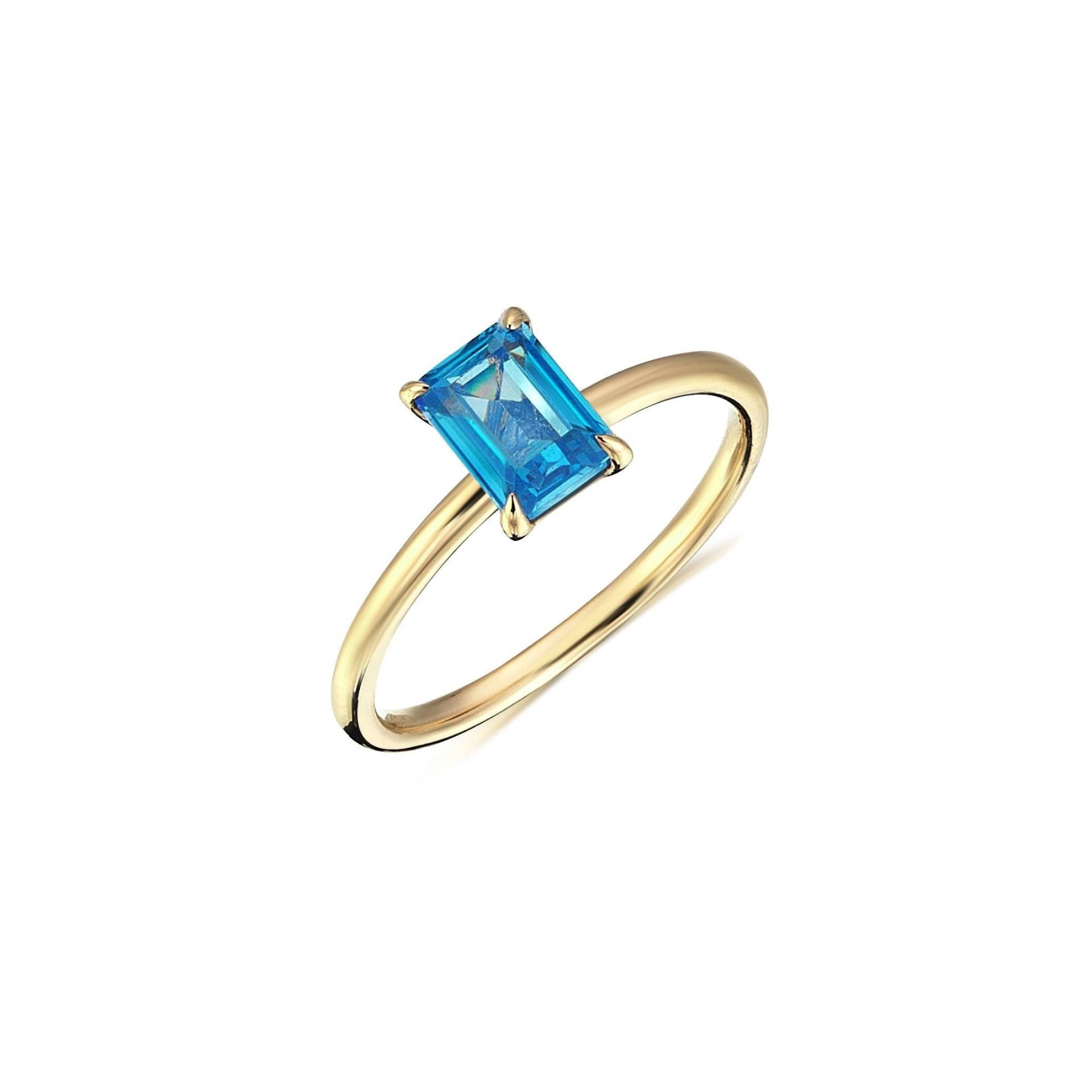 14K Massiver Gold Aquamarin Ring, Stapelbarer Personalisierter Schmuck, Mutter Geschenk, Muttertagsgeschenke, Muttertag, Geschenk Für von BGSFineJewelry