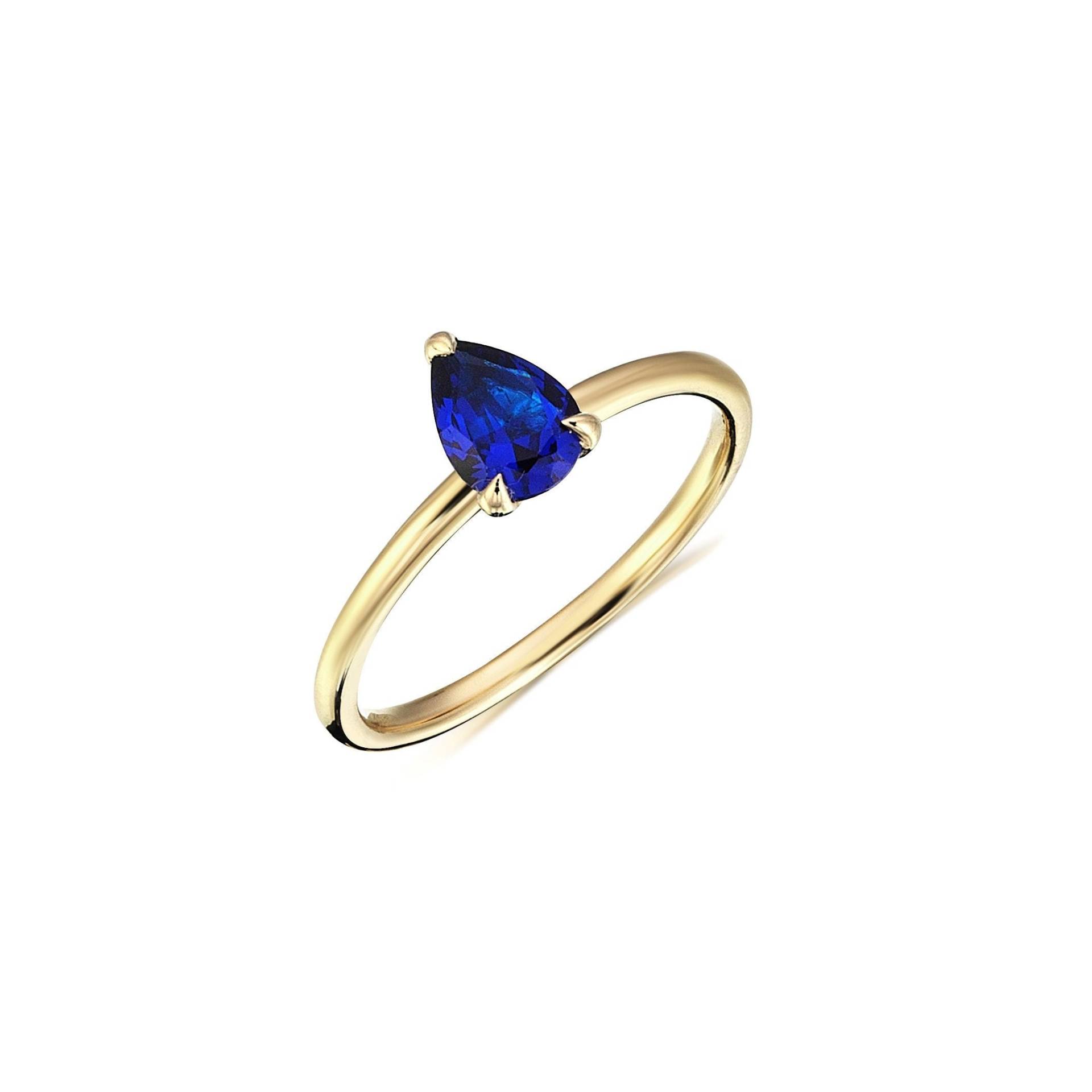 14K Massiver Gold - Und Labor-Saphirring, Saphirring, Personalisierter Schmuck, Muttergeschenk, Muttertagsgeschenke, Muttertag, Geschenk Für Mutter von BGSFineJewelry