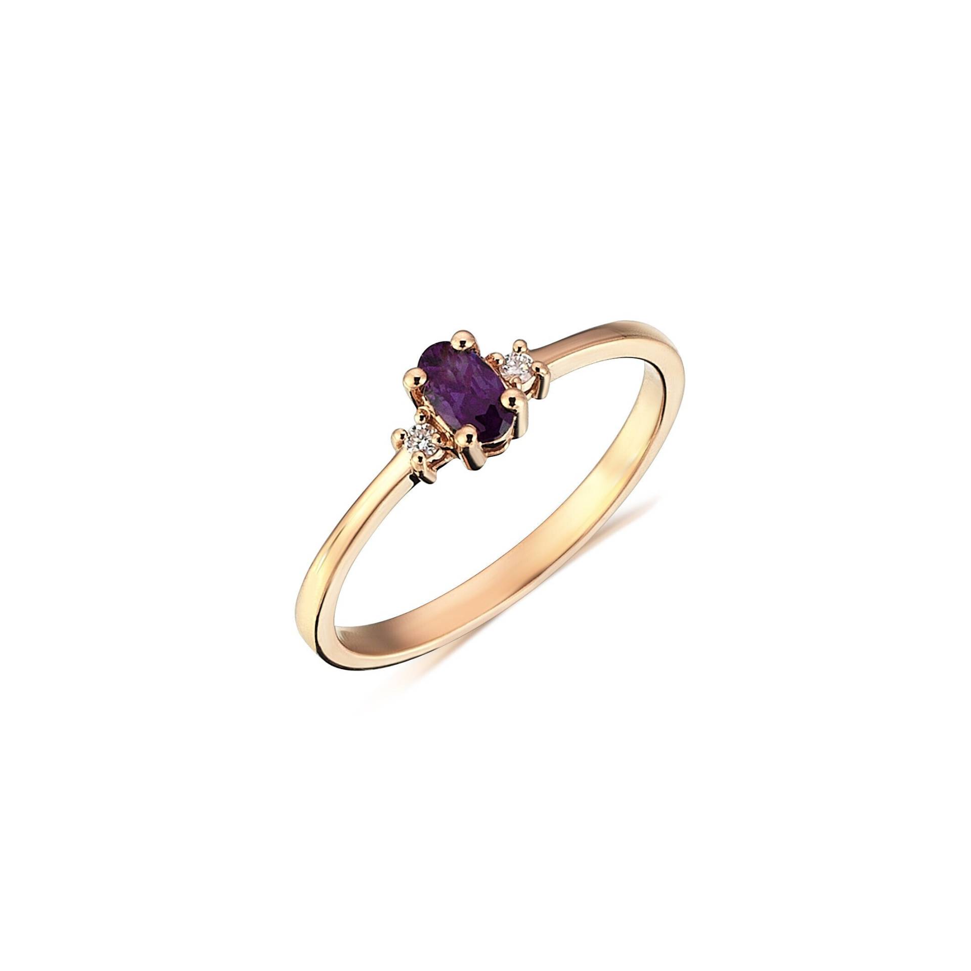 Amethyst 14K Solid Gold Und Echte Diamant Ring, Personalisierte Schmuck, Mama Geschenk, Muttertagsgeschenke, Muttertag, Geschenk Für Mutter, Schmuck von BGSFineJewelry