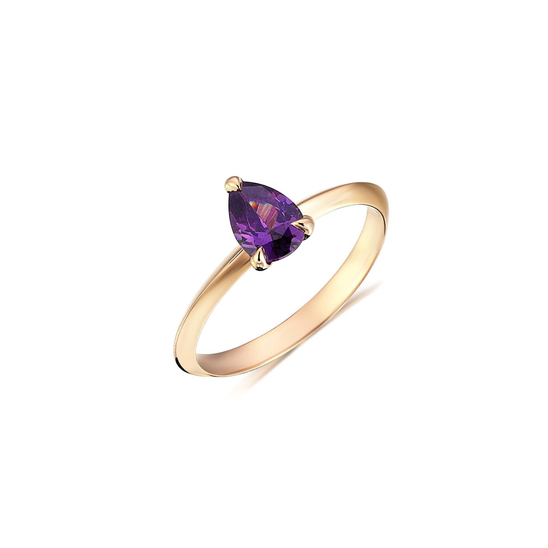 Amethyst Und 14K Massivgold Ring, Minimaler Personalisierter Schmuck, Muttergeschenk, Muttertagsgeschenke, Muttertag, Geschenk Für Mutter von BGSFineJewelry