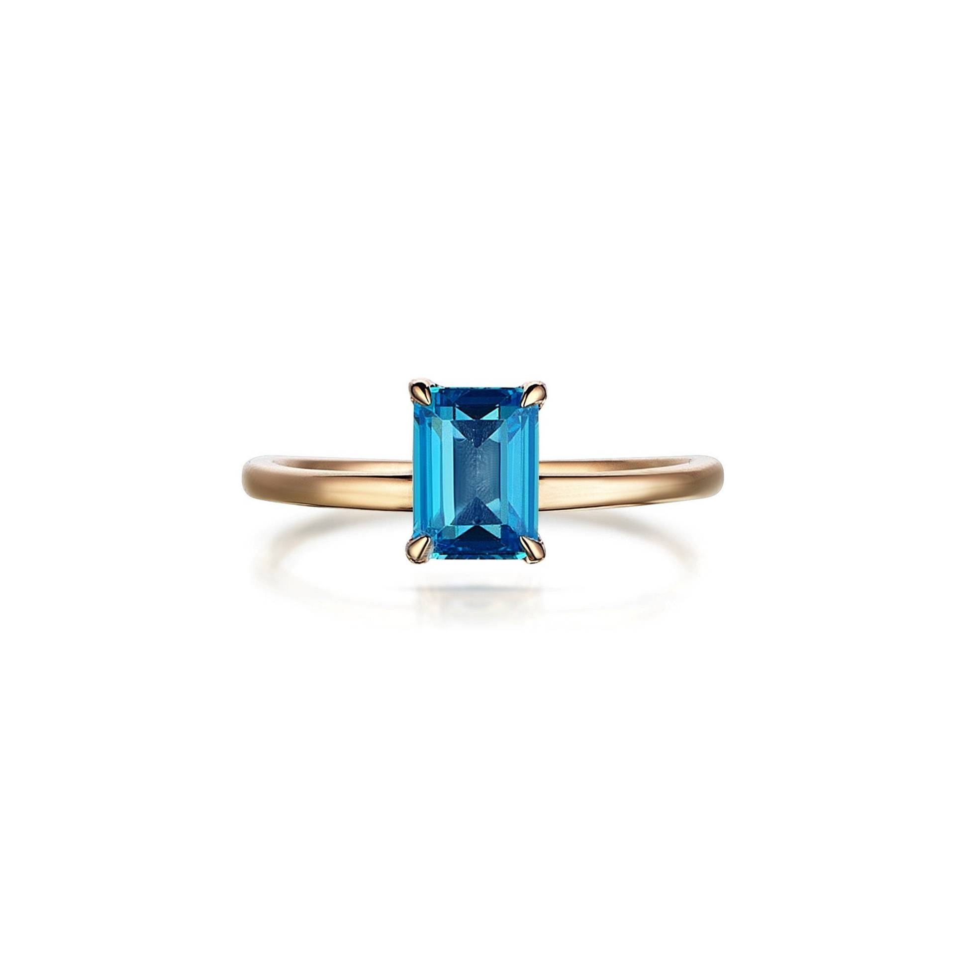 Aquamarin Im Smaragdschliff, Minimaler Aquamarin-Ring, Personalisierter Schmuck, Muttergeschenk, Muttertagsgeschenke, Muttertag, Geschenk Für von BGSFineJewelry