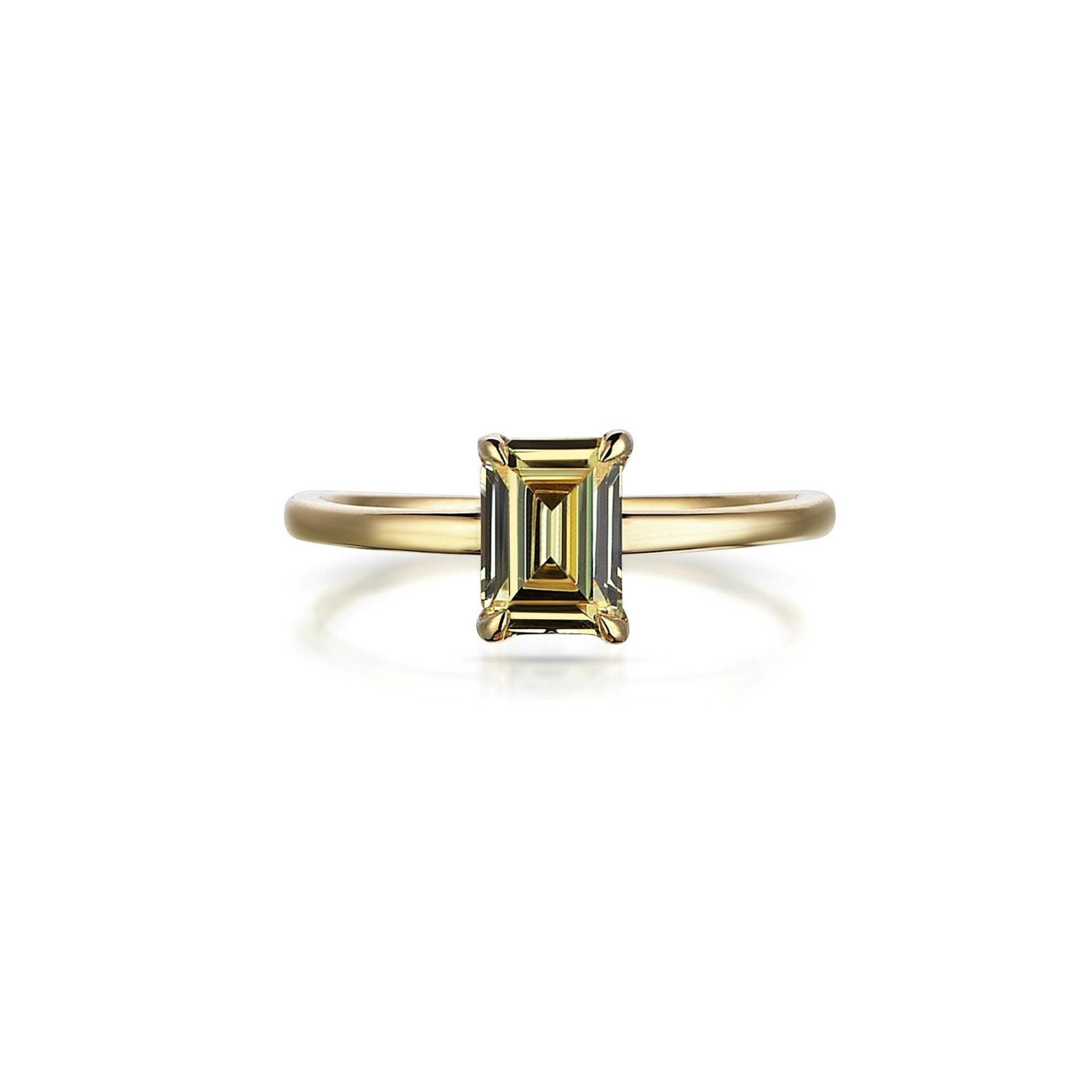 Citrin Ring, Ring Im Smaragdschliff, 14K Solid Gold, Personalisierter Schmuck, Mom Geschenk, Muttertagsgeschenke, Muttertag, Geschenk Für Mutter von BGSFineJewelry