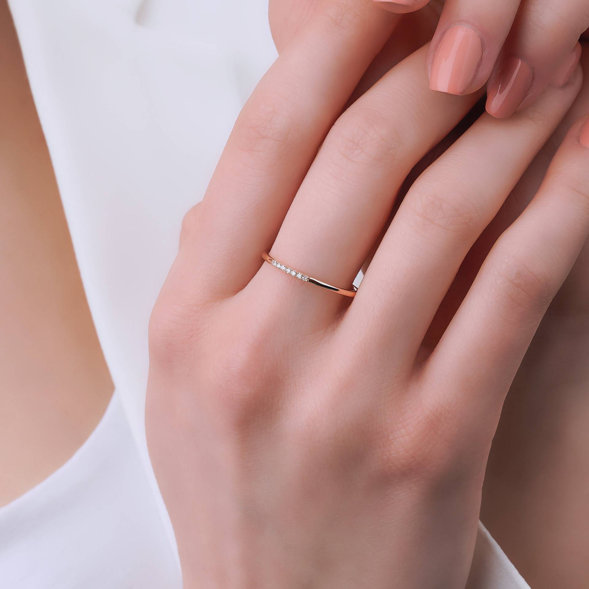 Echter Diamant Und 14K Massivgold Ring, Minimal Personalisierte Schmuck, Mama Geschenk, Muttertagsgeschenke, Muttertag, Geschenk Für Mutter, Schmuck von BGSFineJewelry