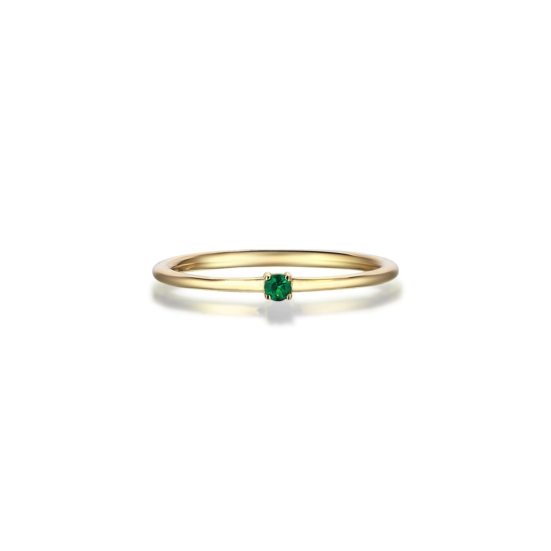 Natürlicher Smaragd Und 14K Massivgold Ring, Minimaler Personalisierter Schmuck, Mutter Geschenk, Muttertagsgeschenke, Muttertag, Für von BGSFineJewelry