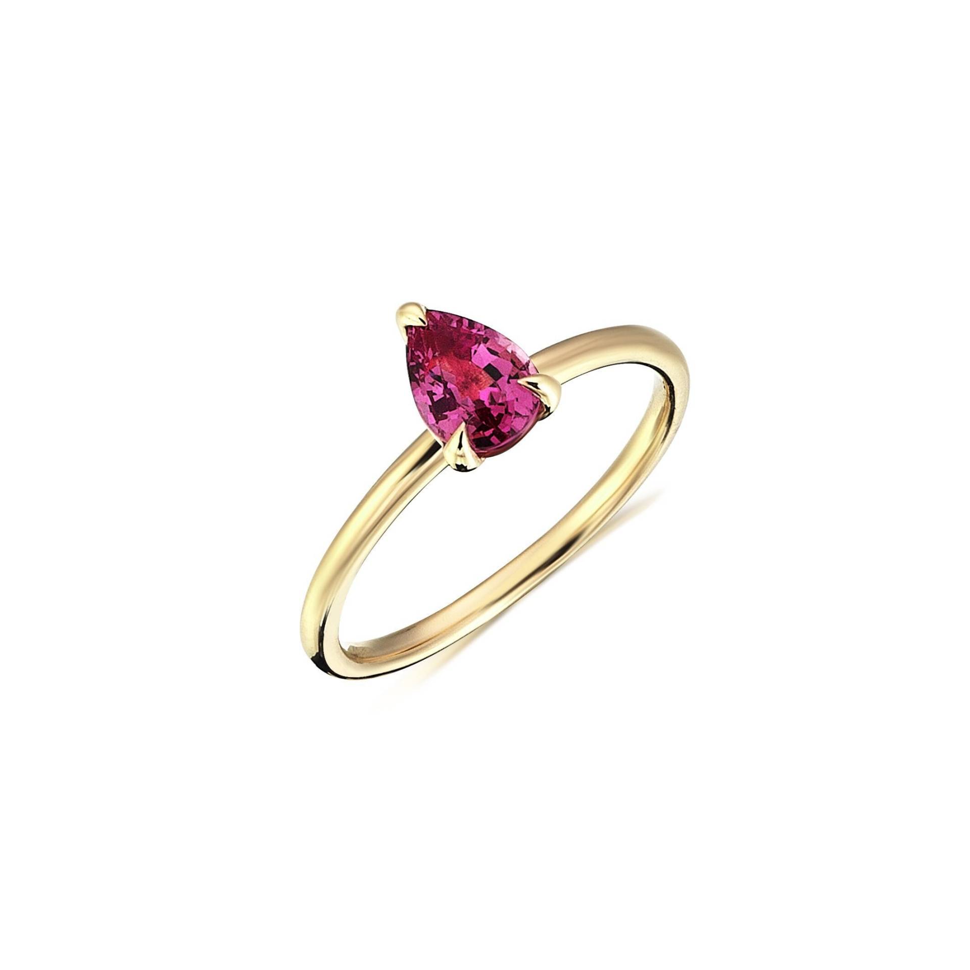 Birne Geschnitten Rosa Saphir Und 14K Solid Gold Ring, Personalisierte Schmuck, Mom Geschenk, Muttertagsgeschenke, Muttertag, Geschenk Für Mutter von BGSFineJewelry