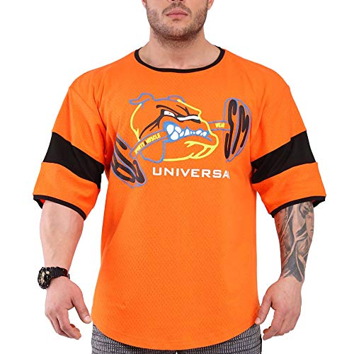 BGSM Extreme Sportswear Ragtop Rag Top Gym Fitness Sport T-Shirt Fitness Bodybuilding Herren halbarm 3277 orange L von BGSM