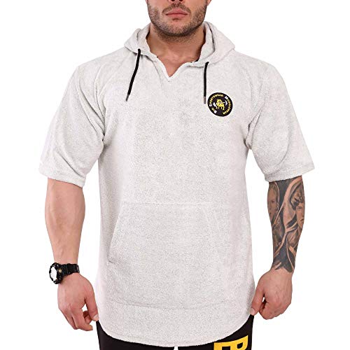 BGSM Extreme Sportswear Ragtop Rag Top Gym Fitness Sport T-Shirt Fitness Bodybuilding Herren halbarm 3288 beige XL von BGSM