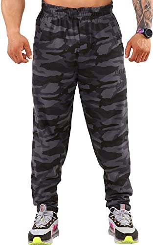 BGSM Herren Sporthose Jogginghose Trainingshose Bodyhose Bodybuilding Herren 1346-PNT-grey grau Camouflage 3XL von BGSM