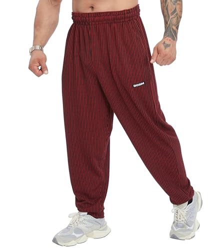 Herren-Jogginghose mit lockerer Passform, Trainingshose mit Taschen, Cranberry, Groß von BGSM