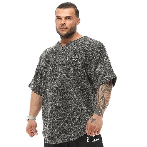 Herren Oversize T-Shirt Bodybuilding Lifting Cardio Rag Top Dicker Stoff Strukturiertes Active T-Shirt, Mehrfarbig, Mittel von BGSM