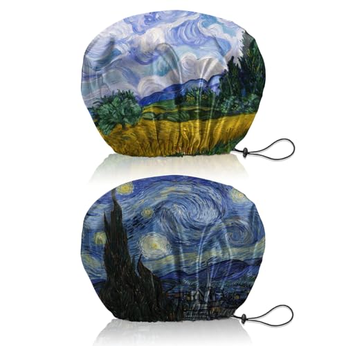 BHAHB 2 Stück Duschhaube, Doppelschicht Wasserdicht Elastisch Einstellbar shower cap wiederverwendbar,ästhetisch,niedlich Duschhaube für Damen (V4-Grün Blau) von BHAHB
