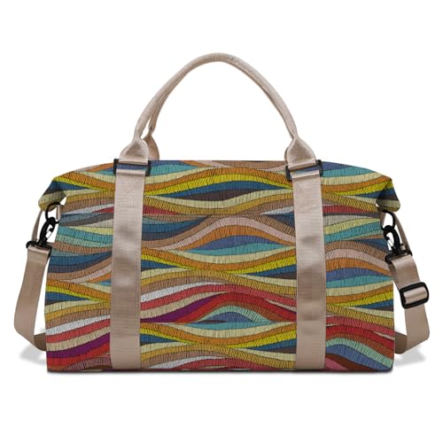 BHAHB Boho Reisetasche Weekender Bag Seesack Übernachtungstasche Tragetasche mit Trolleyhülle, große Reisetasche mit Nasstasche, Schultergurt für Frauen Mädchen Bohemian, C11, bunt, Einheitsgröße von BHAHB