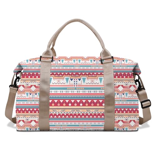 BHAHB Boho Reisetasche Weekender Bag Seesack Übernachtungstasche Tragetasche mit Trolleyhülle, große Reisetasche mit Nasstasche, Schultergurt für Frauen Mädchen Bohemian, C13-Pink Blue, Einheitsgröße von BHAHB