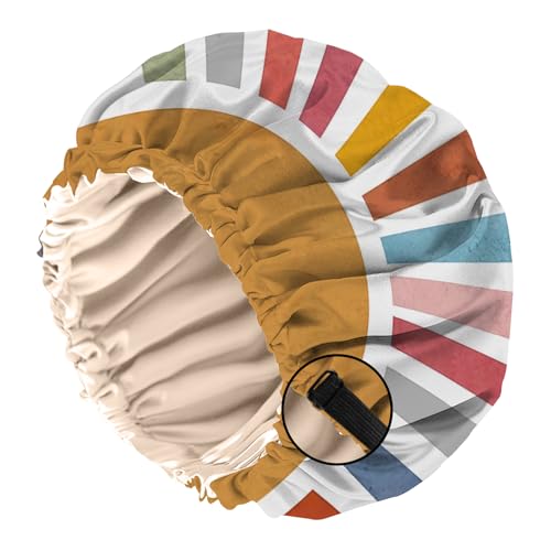 BHAHB Bonnet Satinhaube zum Schlafen, Doppelschichtige Qualität wiederverwendbar elastisch verstellbar satin haarhaube, Niedliches Design für Frauen und Mädchen (O7-Regenbogen) von BHAHB