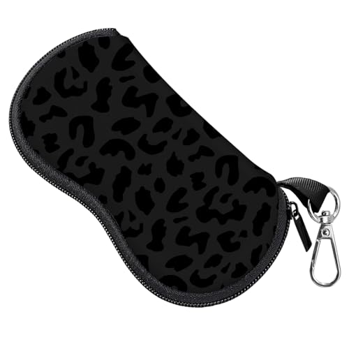 BHAHB Brillenetui Sonnenbrillen weich Tasche mit Gürtelclip,Ultraleichte Neopren Reißverschluss,niedliche Ästhetik brillenetui für Damen und Herren (T10-Schwarzer Leopardenmuster) von BHAHB