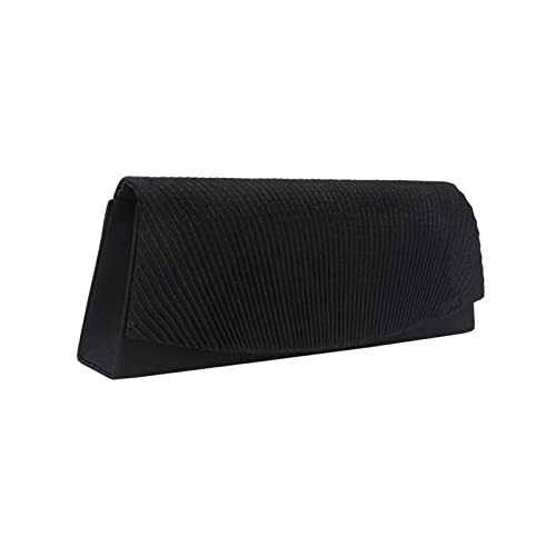 BHBYAFASH Clutch-Taschen für Damen, Frauen Elegante Plissee Satin Abend Handtasche Cocktail Hochzeit Tasche Braut Brautjungfer Formale Einfache Classy Clutch Geldbörse Handytasche Geschenk(Schwarz) von BHBYAFASH