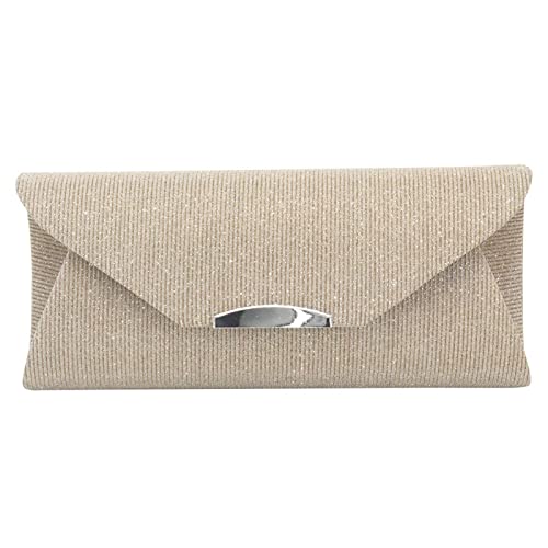BHBYAFASH Clutch-Taschen für Damen, Frauen elegante Glitter Satin Abend Umschlag Handtasche Cocktail Hochzeit Tasche Braut Brautjungfer funkelnde Clutch Geldbörse Geschenk(Aprikosenfarbe) von BHBYAFASH
