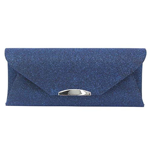 BHBYAFASH Clutch-Taschen für Damen, Frauen elegante Glitter Satin Abend Umschlag Handtasche Cocktail Hochzeit Tasche Braut Brautjungfer funkelnde Clutch Geldbörse Geschenk(Blau) von BHBYAFASH