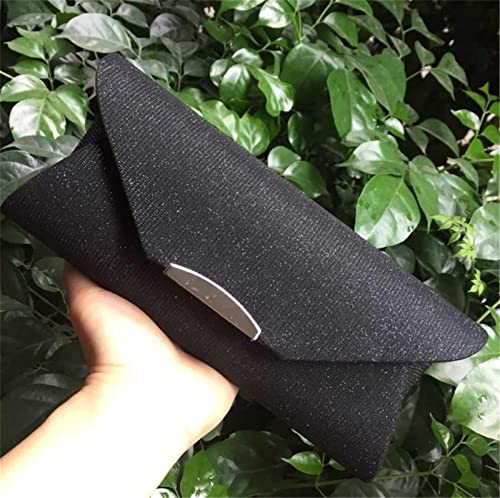 BHBYAFASH Clutch-Taschen für Damen, Frauen elegante Glitter Satin Abend Umschlag Handtasche Cocktail Hochzeit Tasche Braut Brautjungfer funkelnde Clutch Geldbörse Geschenk(Schwarz) von BHBYAFASH