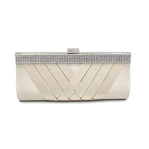 BHBYAFASH Clutch-Taschen für Damen, Frauen elegante Strass Satin geflochtene Abend Handtasche Cocktail Hochzeit Tasche Braut Brautjungfer Kupplung Geldbörse Geschenk(Aprikosenfarbe) von BHBYAFASH