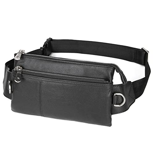 Bauchtasche für Damen Herren, Männer Frauen Rindleder-echtes Leder Fanny-Satz, Multifunktions-Waist Pack-Telefon-Beutel, beiläufige Feste Hüfte Gürteltasche for Workout Gehen von BHBYAFASH