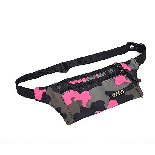 Bauchtasche für Damen Herren, Wasserdichtes Nylon Lässige Gürteltasche Gürteltasche zum Reiten Laufen Radfahren Spazierengehen Wandern Radfahren(Fuchsia Camouflage) von BHBYAFASH