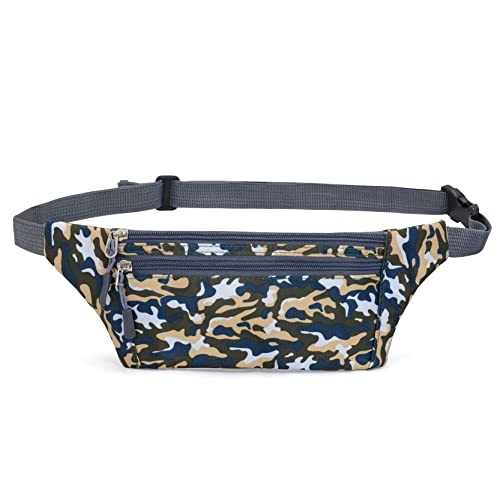 hüfttasche Herren, Laufen Taille Packtasche Slim Fanny Pack Verstellbare Band Outdoor Sports Bum Bag for Reise Lässige Wandern Radfahren Camping Klettern(Dark Blue Camouflage) von BHBYAFASH