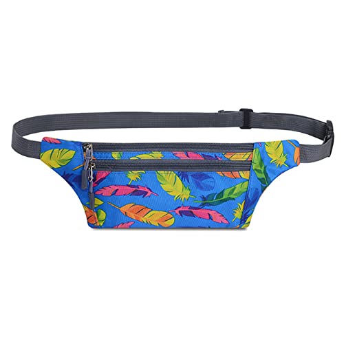 hüfttasche Herren, Laufen Taille Packtasche Slim Fanny Pack Verstellbare Band Outdoor Sports Bum Bag for Reise Lässige Wandern Radfahren Camping Klettern(Lake Blue Feather) von BHBYAFASH