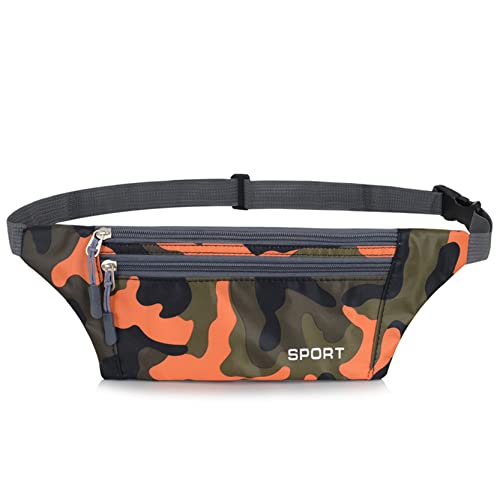 hüfttasche Herren, Laufen Taille Packtasche Slim Fanny Pack Verstellbare Band Outdoor Sports Bum Bag for Reise Lässige Wandern Radfahren Camping Klettern(Orange Camouflage) von BHBYAFASH