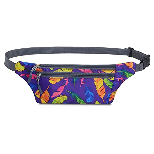 hüfttasche Herren, Laufen Taille Packtasche Slim Fanny Pack Verstellbare Band Outdoor Sports Bum Bag for Reise Lässige Wandern Radfahren Camping Klettern(Purple Feather) von BHBYAFASH