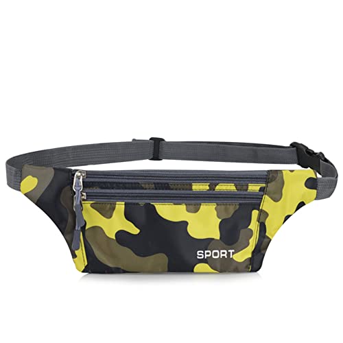 hüfttasche Herren, Laufen Taille Packtasche Slim Fanny Pack Verstellbare Band Outdoor Sports Bum Bag for Reise Lässige Wandern Radfahren Camping Klettern(Yellow Camouflage) von BHBYAFASH