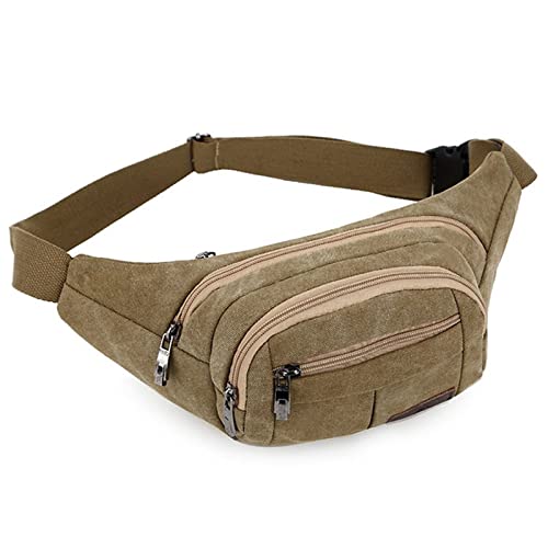 hüfttasche Herren, Unisex Gürteltasche Verstellbarer Gurt Reise Tragbar Camping Lässig Laufen Wandern Radfahren Outdoor Sport Gürteltasche Beutel(Khaki) von BHBYAFASH