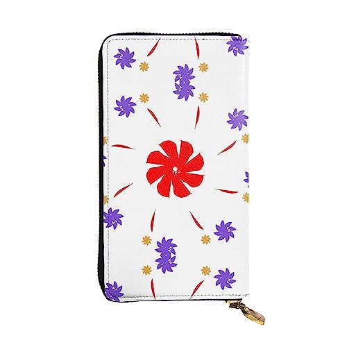 BHCASE 8-fach drehbare Geldbörse aus Leder mit Blumenmotiv – 19 x 10 cm, bequem, leicht, wasserdicht, langlebig, schön, schwarz, Einheitsgröße, Schwarz , Einheitsgröße von BHCASE