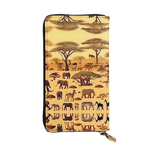 BHCASE African Grassland Animals Leather Long Clutch Wallet - 7.48x4.13 Inch Comfortable Lightweight Waterproof Durable Nice, Black, One Size, Schwarz , Einheitsgröße von BHCASE