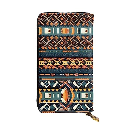 BHCASE African Tribal Ethnic Texture Leather Long Clutch Wallet - 7.48x4.13 Inch Comfortable Lightweight Waterproof Durable Nice, Black, One Size, Schwarz , Einheitsgröße von BHCASE