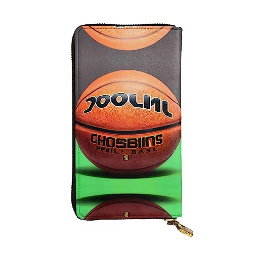 BHCASE Basketball-Hintergrund, Leder, lange Clutch-Geldbörse – 19 x 10 cm, bequem, leicht, wasserdicht, langlebig, schön, schwarz, Einheitsgröße, Schwarz , Einheitsgröße von BHCASE