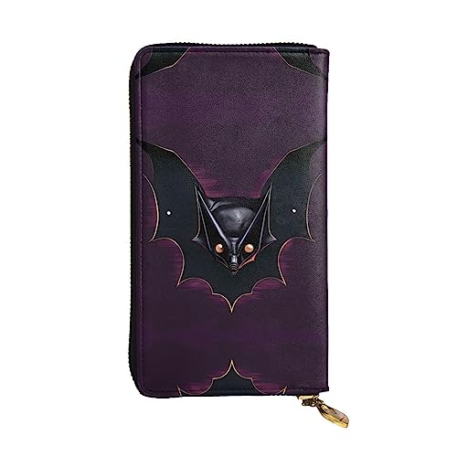 BHCASE Black Ghost Fledermaus Leder lange Clutch – 19 x 10 cm, bequem, leicht, wasserdicht, langlebig, schön, schwarz, Einheitsgröße, Schwarz , Einheitsgröße von BHCASE