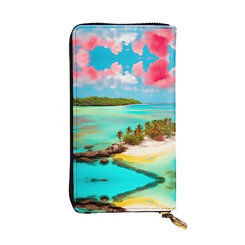 BHCASE Caribbean Scenery Leder lange Clutch Geldbörse – 19 x 10 cm bequem leicht wasserdicht langlebig schön, schwarz, Einheitsgröße, Schwarz , Einheitsgröße von BHCASE