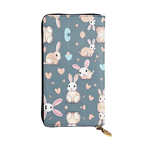 BHCASE Cartoon Cute Bunny Leder Lange Clutch Geldbörse – 19 x 10 cm Bequem Leicht Wasserdicht Langlebig Schön, Schwarz, Einheitsgröße, Schwarz , Einheitsgröße von BHCASE