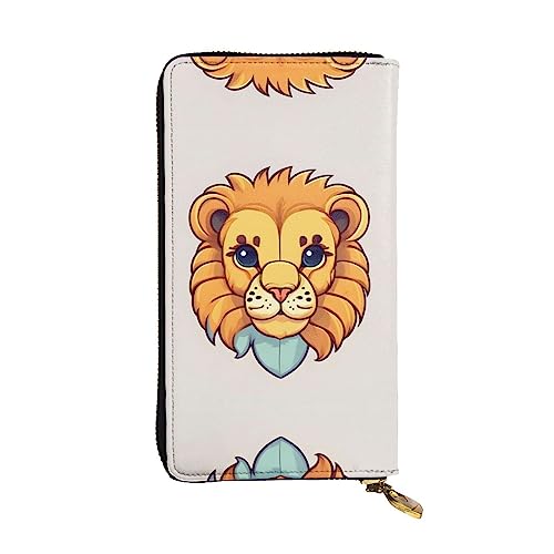 BHCASE Cartoon Cute Little Lion Leder Lange Clutch Geldbörse – 19 x 10 cm Bequem Leicht Wasserdicht Langlebig Schön, Schwarz, Einheitsgröße, Schwarz , Einheitsgröße von BHCASE